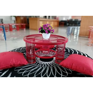 Expanded  Round Red Metal Table